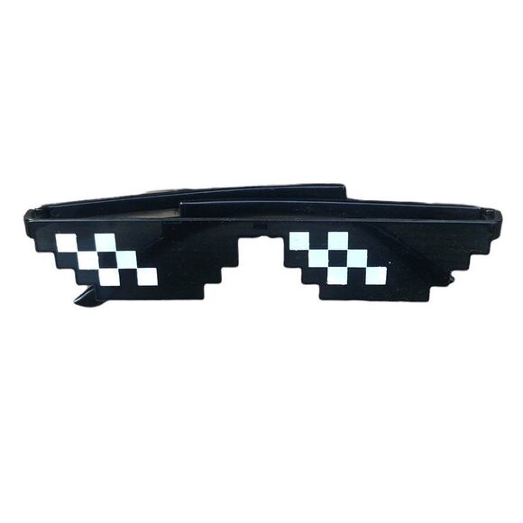 Funny 8 Bit Cartoon Glasses Black - Picture 1 of 13